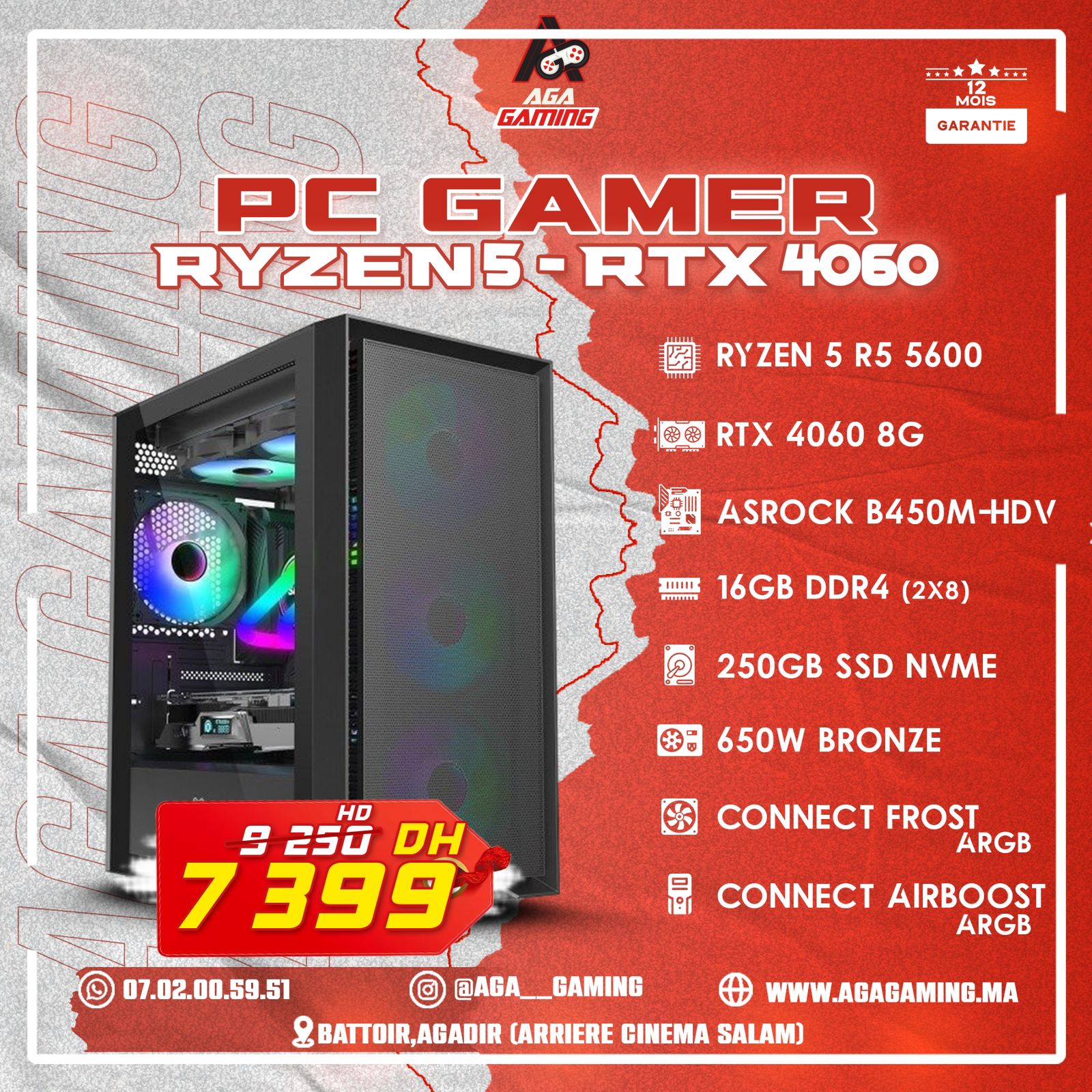 PC Gamer Ryzen 5-5600/16Gb DDR4/RTX 4060 8Gb PC Gamer Ryzen 5-5600/16Gb DDR4/RTX 4060 8Gb
